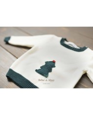 Christmas Sweater With Wool Embroidered Tree