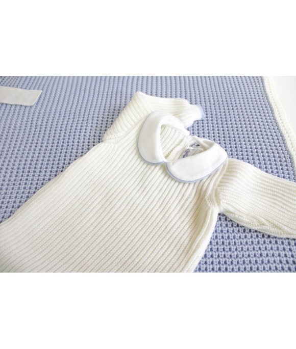 English Onesie Knit Set (White-Light Blue) §78