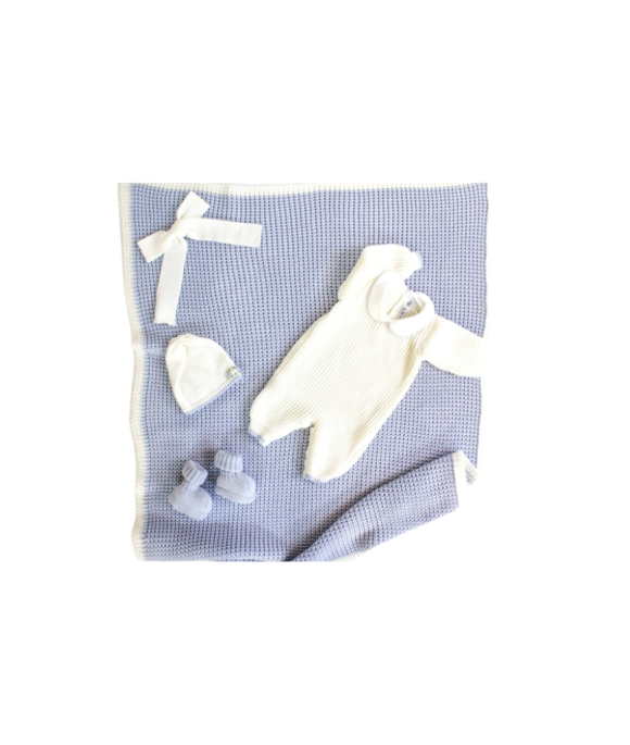 English Onesie Knit Set (White-Light Blue) §78