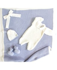 English Onesie Knit Set (White-Light Blue) §78