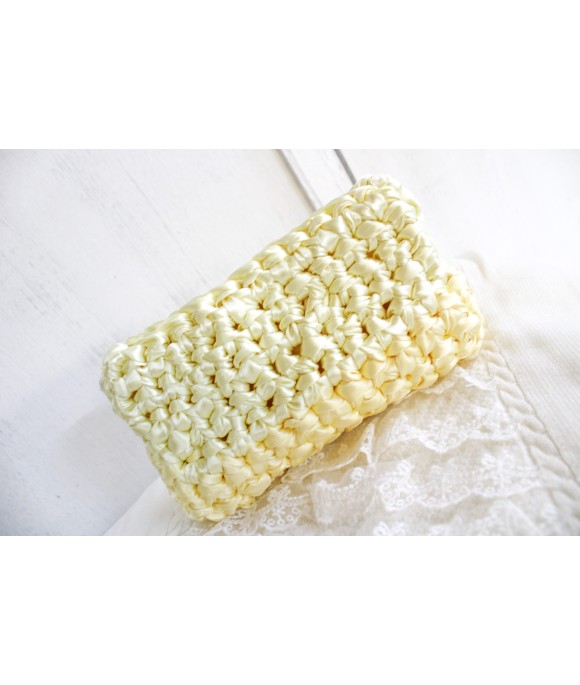 Mini Satin Clutch Bag - Yellow