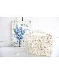 Mini Lace Clutch With Handle - White