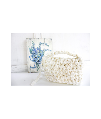 Mini Lace Clutch With Handle - White