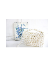 Mini Lace Clutch With Handle - White