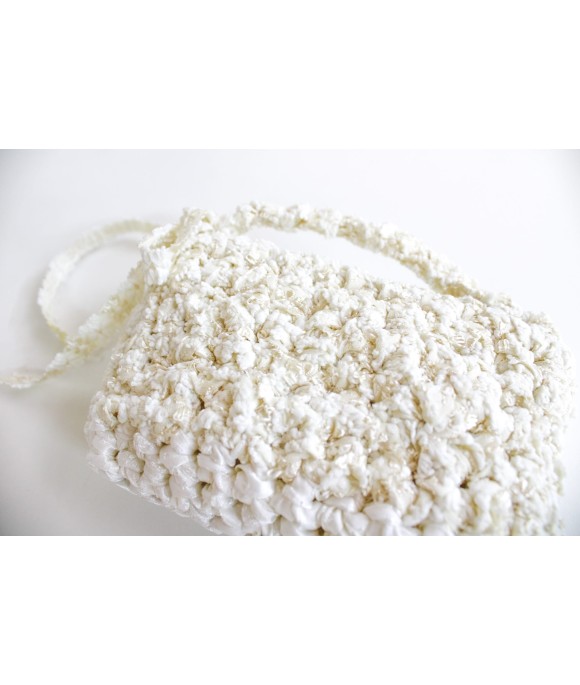 Mini Lace Clutch With Handle - White