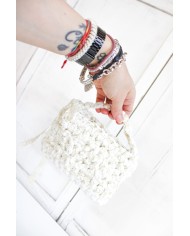 Mini Lace Clutch With Handle - White