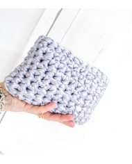 Mini Satin Clutch Bag - Pearl Grey