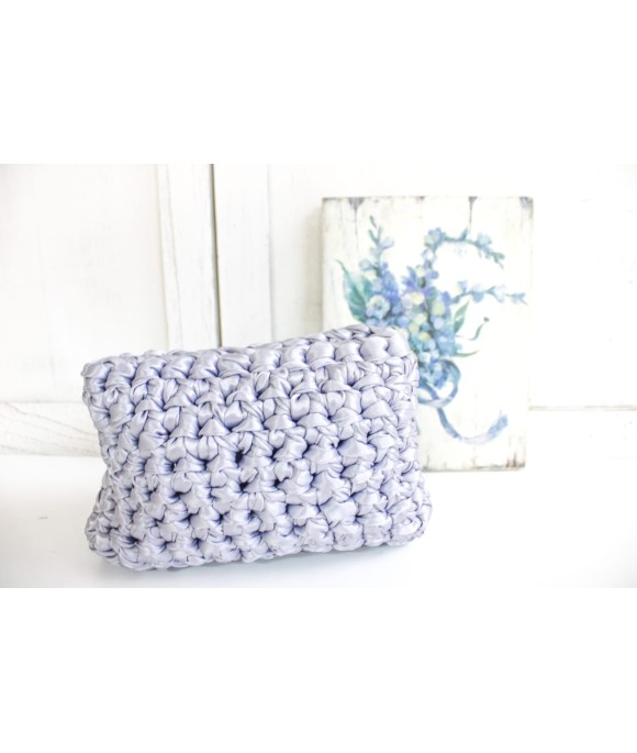 Mini Satin Clutch Bag - Pearl Grey