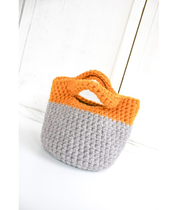 Handbag in Pure Virgin Wool (Ochre-Grey)