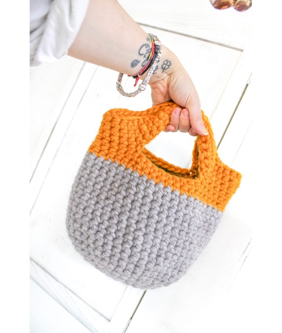 Handbag in Pure Virgin Wool (Ochre-Grey)