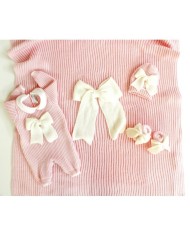 Pink/white English knitted wool set §51