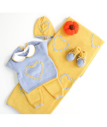 Set Fettuccia Cuoricino 2 Lana taglia 1 mese en