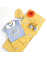 Set Fettuccia Cuoricino 2 Lana taglia 1 mese en