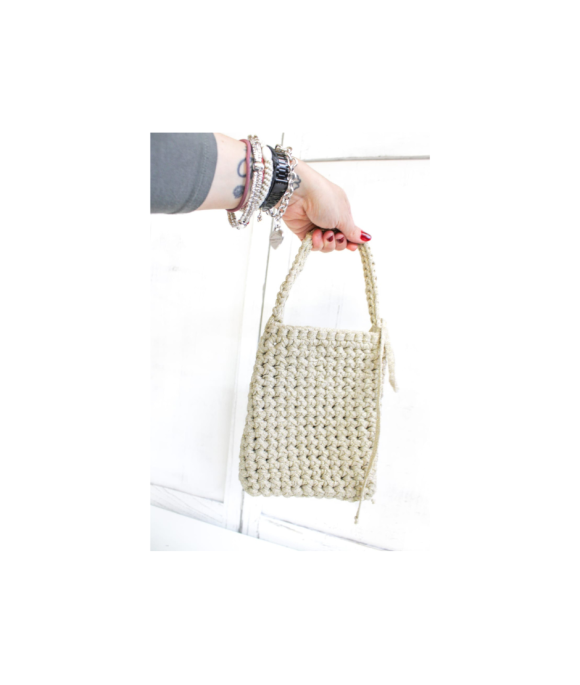 Mini Clutch With Handle - Glitter Ribbon (Gold)