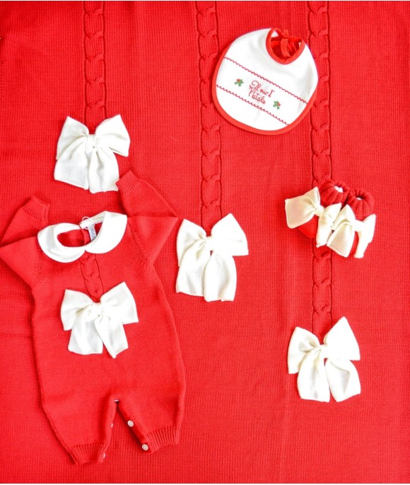 Set Treccia con Fiocco Lana taglia 1 mese en