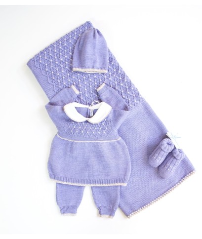 Set Ricamo Punto Smock 3 Lana taglia 1 mese