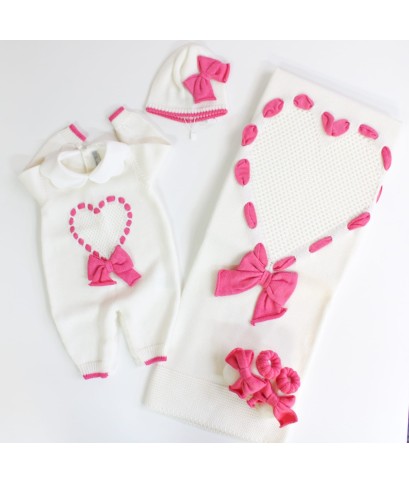 Set Fettuccia Cuore & Fiocco Lana taglia 1 mese en