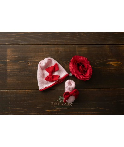 Set Cuore Fettuccia + Rouche Lana 2 taglia 1 mese