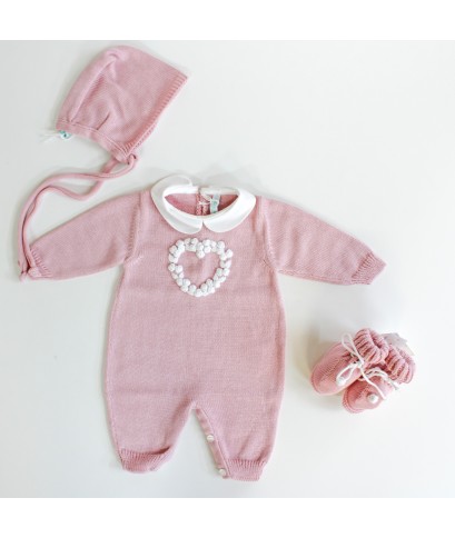 Rococo Cotton Series - Onesie With Bonnet + Shoes §381