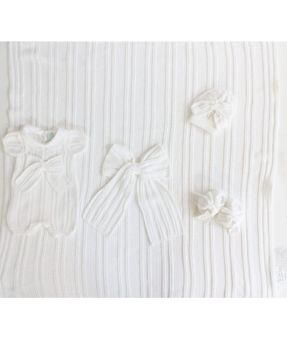 Wide Rib Cotton Set - Romper With Bow §499