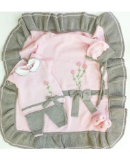 Set Fiocchetto con Rose Lana taglia 3 mesi en