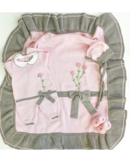 Set Fiocchetto con Rose Lana taglia 3 mesi en