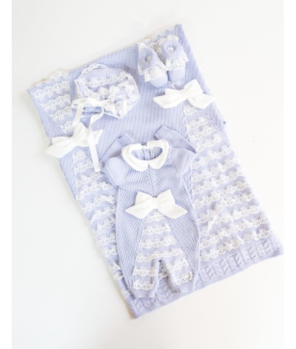 Set Battesimo pizzo Lana taglia 1 mese en