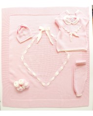 Set Fettuccia Cuore & Fiocco 5 Lana taglia 1 mese en