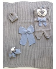 Set Maglia inglese Lana 6 taglia 1 mese Grigio en