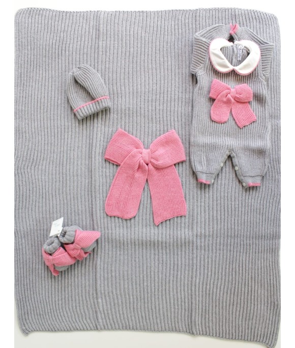 Set Maglia inglese Lana 6 taglia 1 mese Grigio en