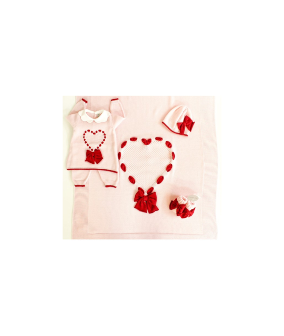 Set Cuore Fettuccia In Pura Lana Maglia + Pantalone §10