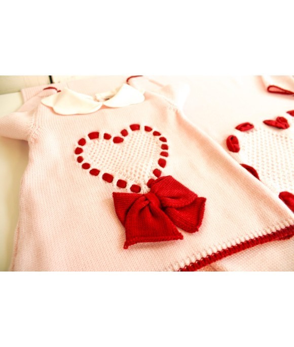 Set Cuore Fettuccia In Pura Lana Maglia + Pantalone §10