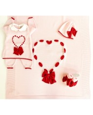 Set Cuore Fettuccia In Pura Lana Maglia + Pantalone §10