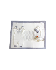 Set Lana Ricamo Punto Smock (con tutina) Bianco Ricamo Grigio §37